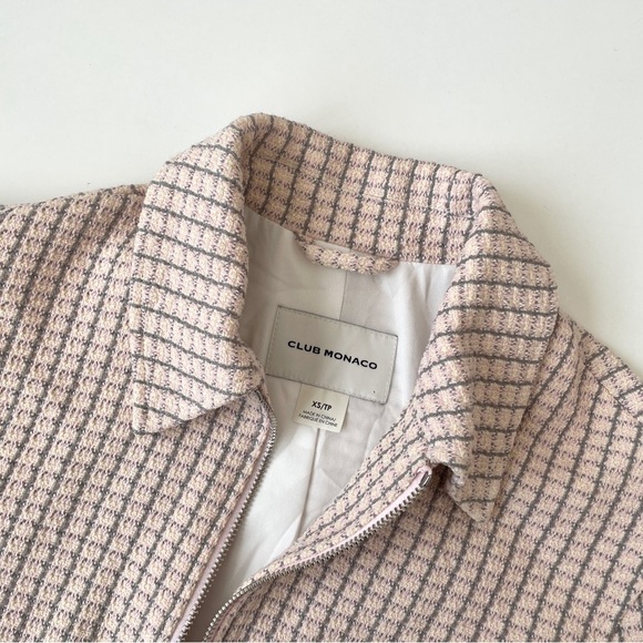 Club Monaco Women's Khaki Geo Print Crop Jacket in Pink Mix / Rose, Size XS - Picture 3 of 13